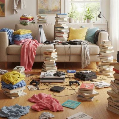 物であふれたリビング