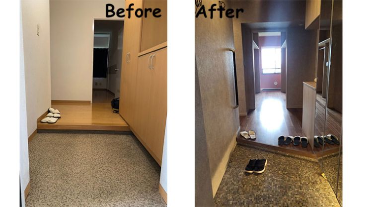 マンションリノベーション　工事前後　玄関