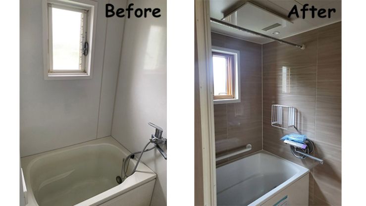 マンションリノベーション　工事前後　お風呂